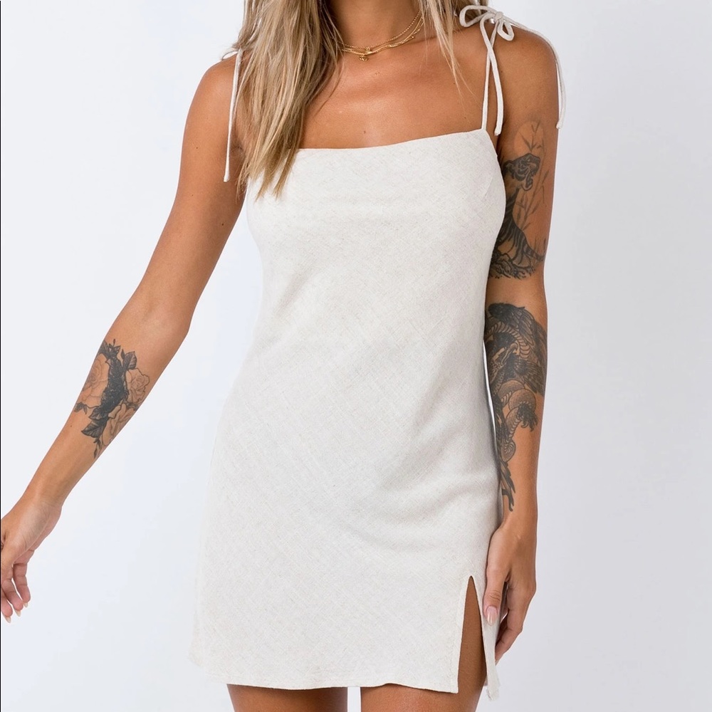 Princess Polly Beige Linen Ilaria Dress